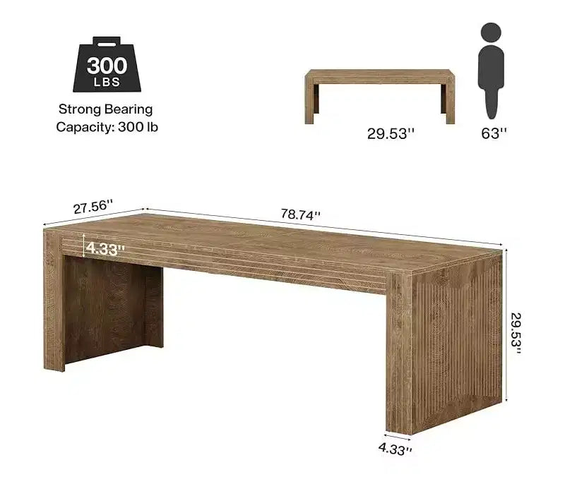 Scrivania Lantine extra lunga da 79 pollici, scrivania doppia per due persone per ufficio domestico, scrivania lunga in legno per computer, tavolo da scrittura per ufficio, marrone vintage
