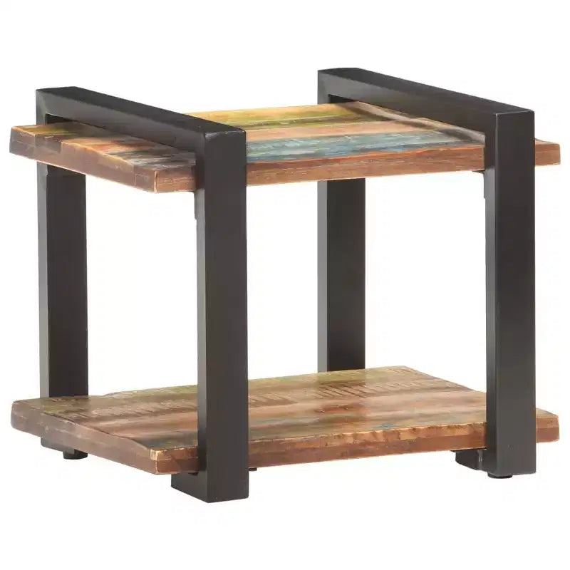 vidaXL Comodino Legno massello di mango grezzo, ferro Marrone