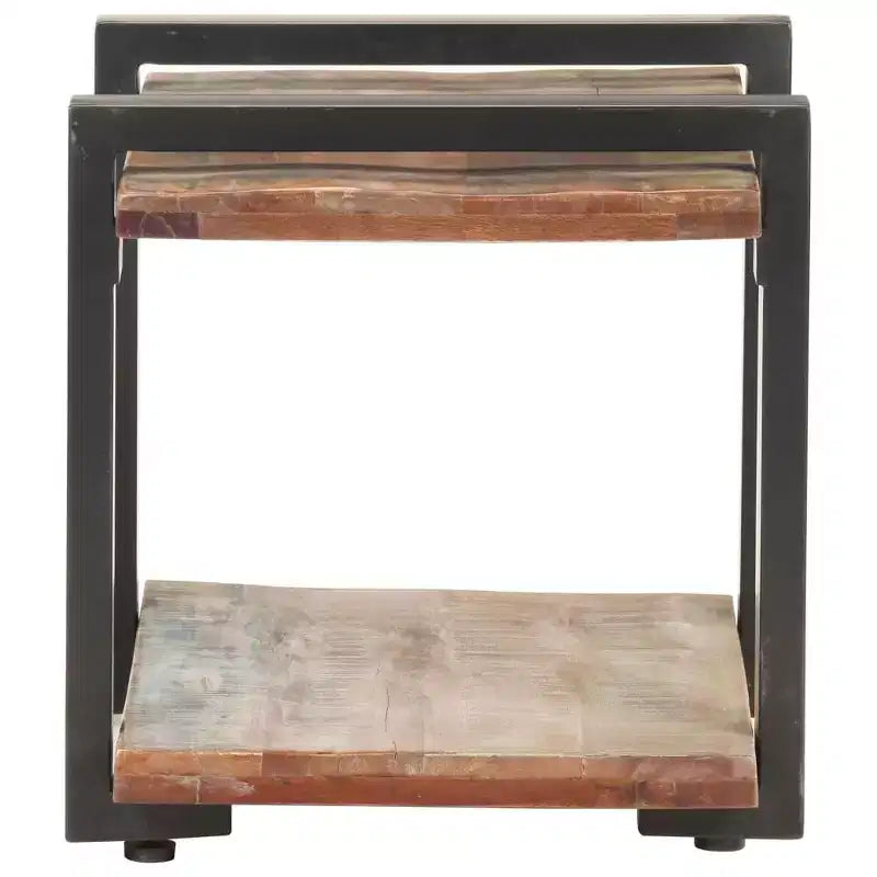 vidaXL Comodino Legno massello di mango grezzo, ferro Marrone
