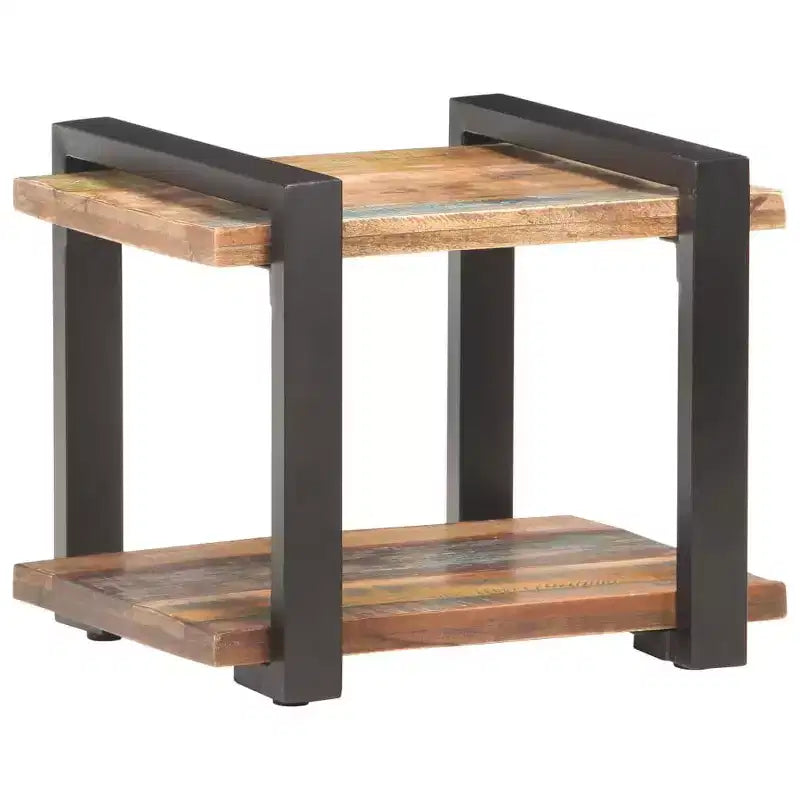 vidaXL Comodino Legno massello di mango grezzo, ferro Marrone