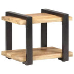 vidaXL Comodino Legno massello di mango grezzo, ferro Marrone