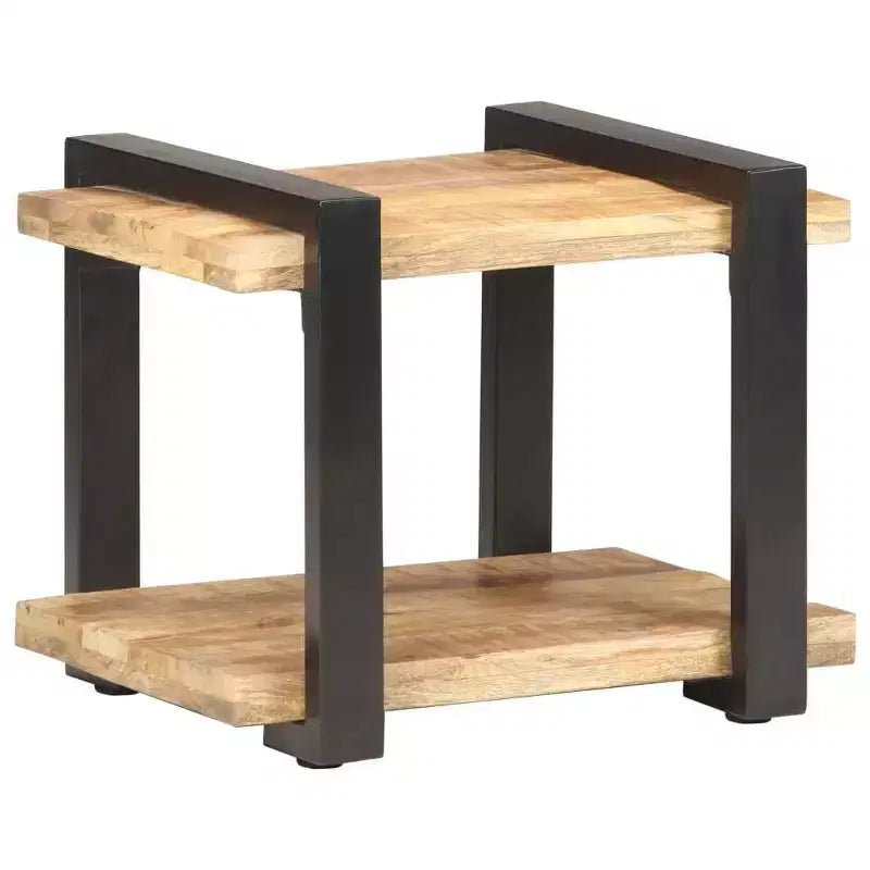 vidaXL Comodino Legno massello di mango grezzo, ferro Marrone