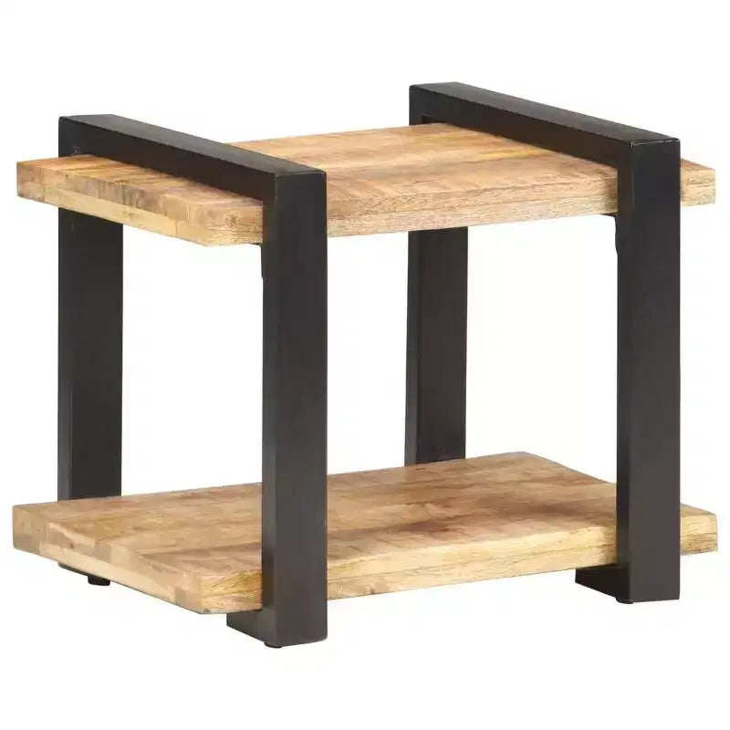 vidaXL Comodino Legno massello di mango grezzo, ferro Marrone