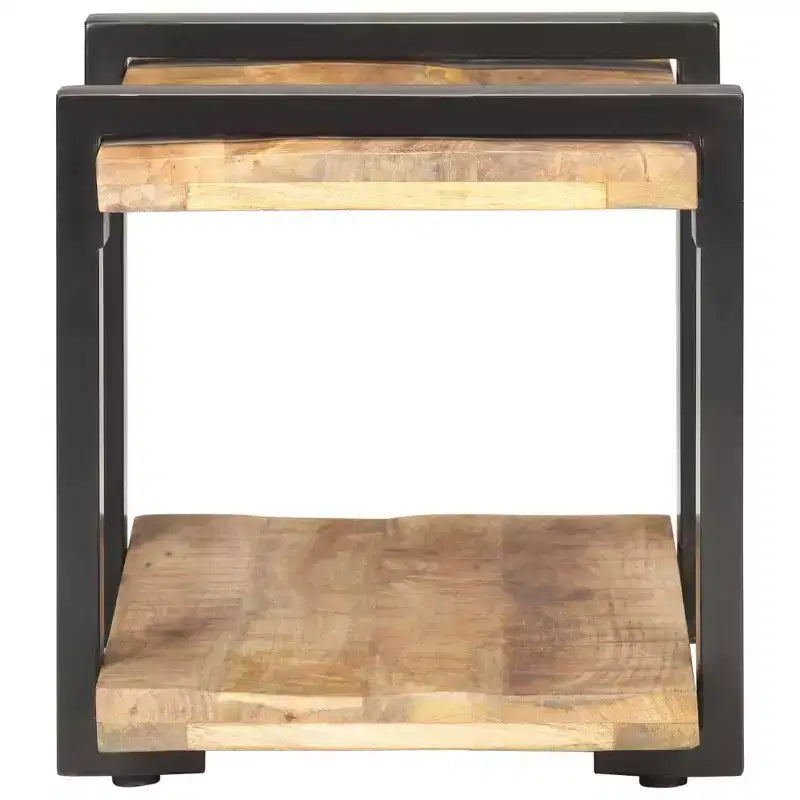 vidaXL Comodino Legno massello di mango grezzo, ferro Marrone