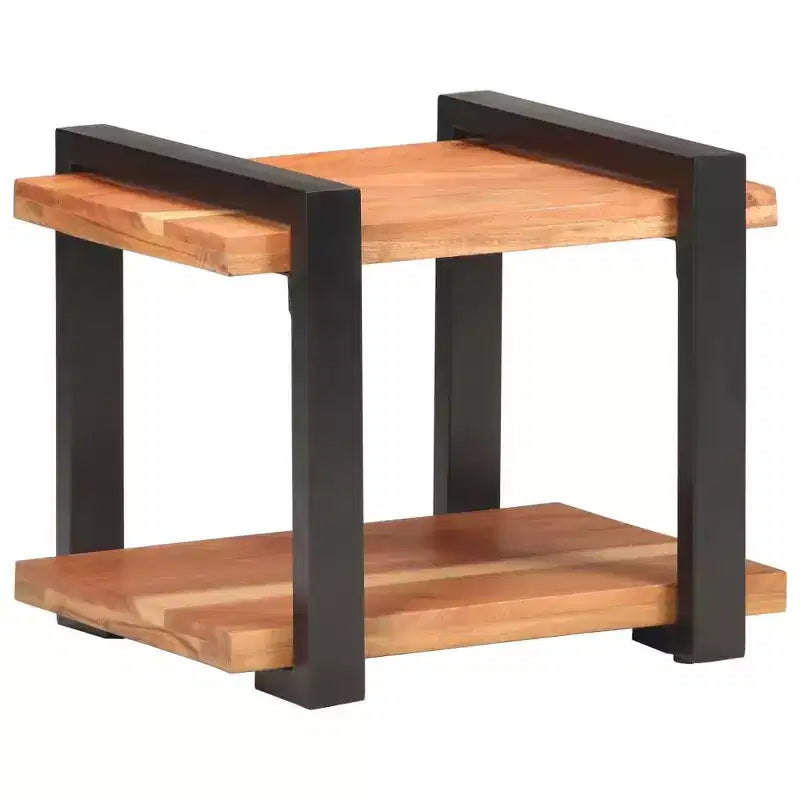 vidaXL Comodino Legno massello di mango grezzo, ferro Marrone