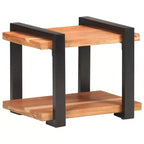 vidaXL Comodino Legno massello di mango grezzo, ferro Marrone