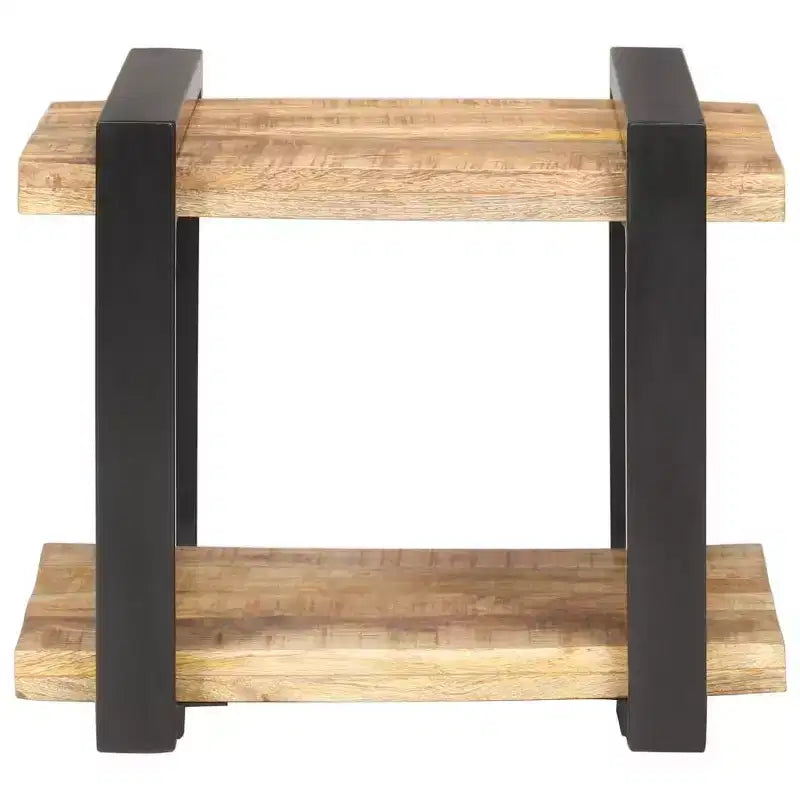 vidaXL Comodino Legno massello di mango grezzo, ferro Marrone