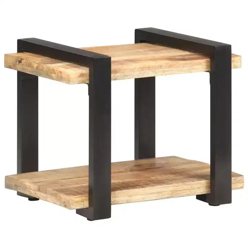 vidaXL Comodino Legno massello di mango grezzo, ferro Marrone