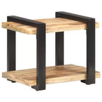 vidaXL Comodino Legno massello di mango grezzo, ferro Marrone