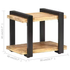 vidaXL Comodino Legno massello di mango grezzo, ferro Marrone