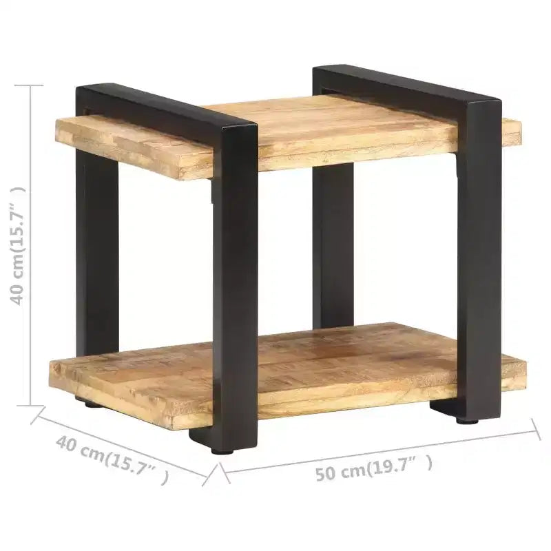 vidaXL Comodino Legno massello di mango grezzo, ferro Marrone