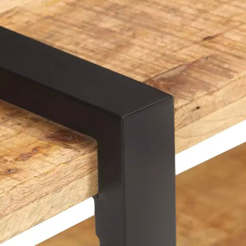 vidaXL Comodino Legno massello di mango grezzo, ferro Marrone