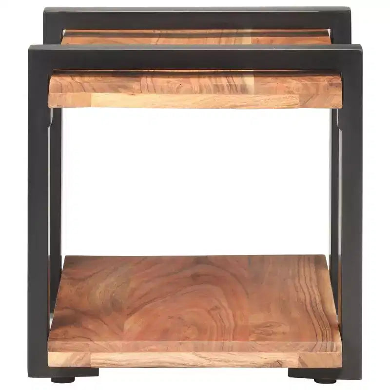 vidaXL Comodino Legno massello di mango grezzo, ferro Marrone