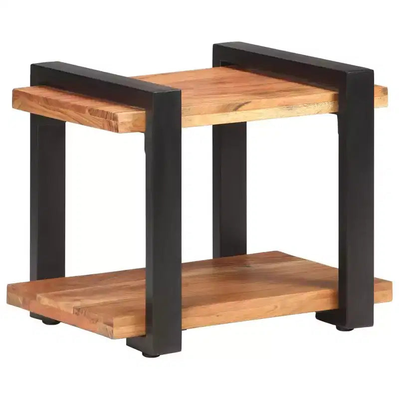 vidaXL Comodino Legno massello di mango grezzo, ferro Marrone