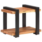 vidaXL Comodino Legno massello di mango grezzo, ferro Marrone