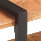 vidaXL Comodino Legno massello di mango grezzo, ferro Marrone