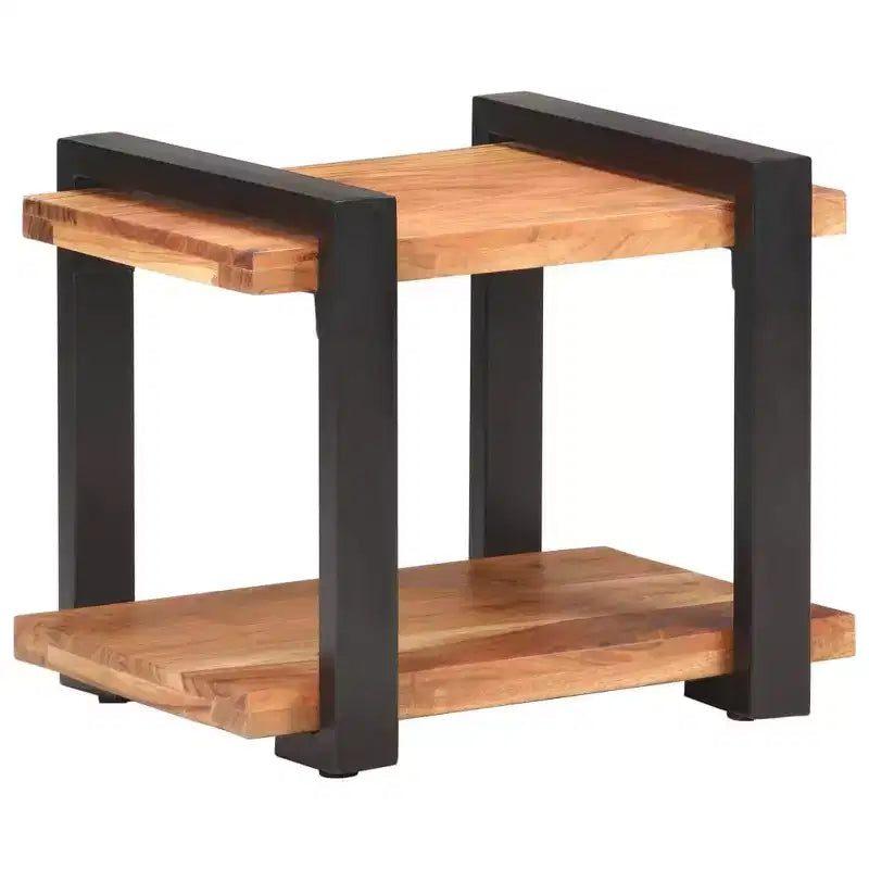 vidaXL Comodino Legno massello di mango grezzo, ferro Marrone