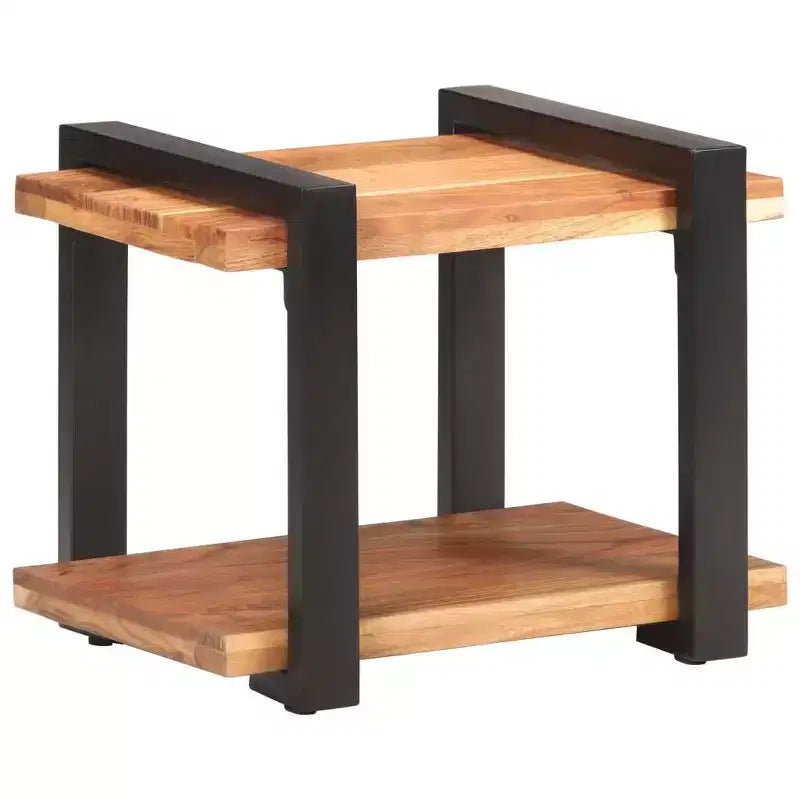 vidaXL Comodino Legno massello di mango grezzo, ferro Marrone