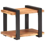 vidaXL Comodino Legno massello di mango grezzo, ferro Marrone