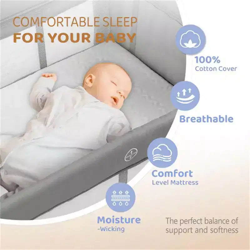 Karl Home Culla per neonati 7 in 1, co-sleeping, centro nido tutto in uno, colore grigio, con fasciatoio