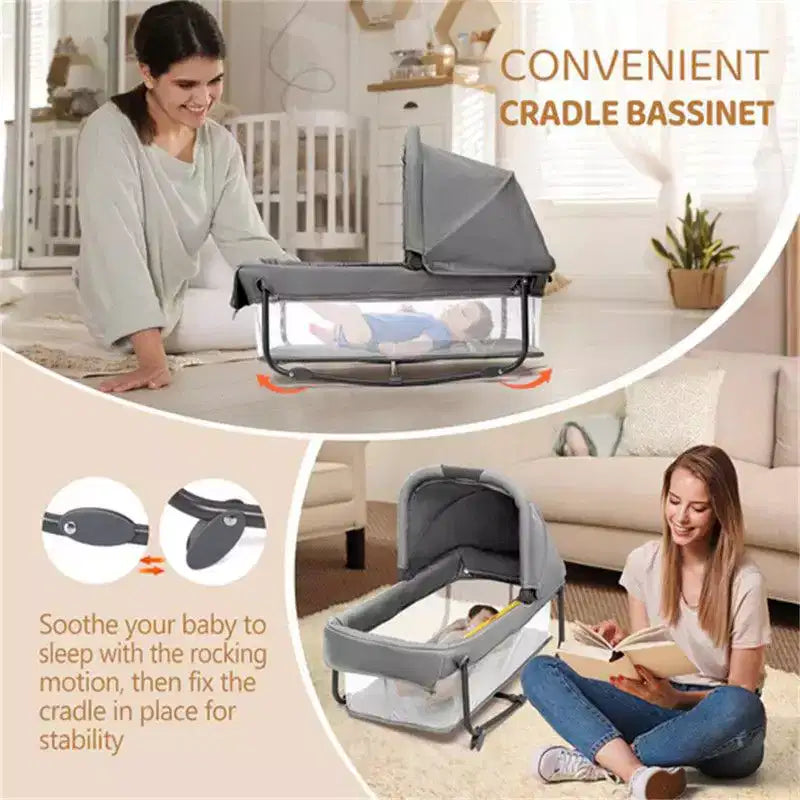 Karl Home Culla per neonati 7 in 1, co-sleeping, centro nido tutto in uno, colore grigio, con fasciatoio