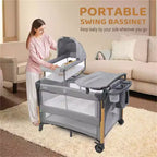 Karl Home Culla per neonati 7 in 1, co-sleeping, centro nido tutto in uno, colore grigio, con fasciatoio
