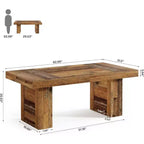 Lantine 63-Inch Farmhouse Dining Table for 6, Rectangle Wooden Kitchen Table with Heavy-Duty Legs for Family Meals, Dining Room, Rustic Brown