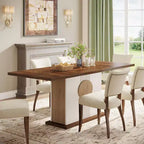 Lantine 55 Rectangular Dining Table for 4-6 People, Farmhouse Wood Dinner Table for Kitchen, Dining Room & Living Room, Oak Brown & White