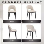 Set of 2 Modern Fabric Dining Chairs, Upholstered Side Chairs with Curved Backrest & Wood Legs, Comfortable Seating for Dining Room Kitchen