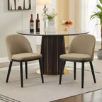 Set of 2 Modern Fabric Dining Chairs, Upholstered Side Chairs with Curved Backrest & Wood Legs, Comfortable Seating for Dining Room Kitchen