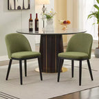 Set of 2 Modern Fabric Dining Chairs, Upholstered Side Chairs with Curved Backrest & Wood Legs, Comfortable Seating for Dining Room Kitchen