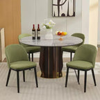 Set of 2 Modern Fabric Dining Chairs, Upholstered Side Chairs with Curved Backrest & Wood Legs, Comfortable Seating for Dining Room Kitchen