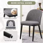 Set of 2 Modern Fabric Dining Chairs, Upholstered Side Chairs with Curved Backrest & Wood Legs, Comfortable Seating for Dining Room Kitchen