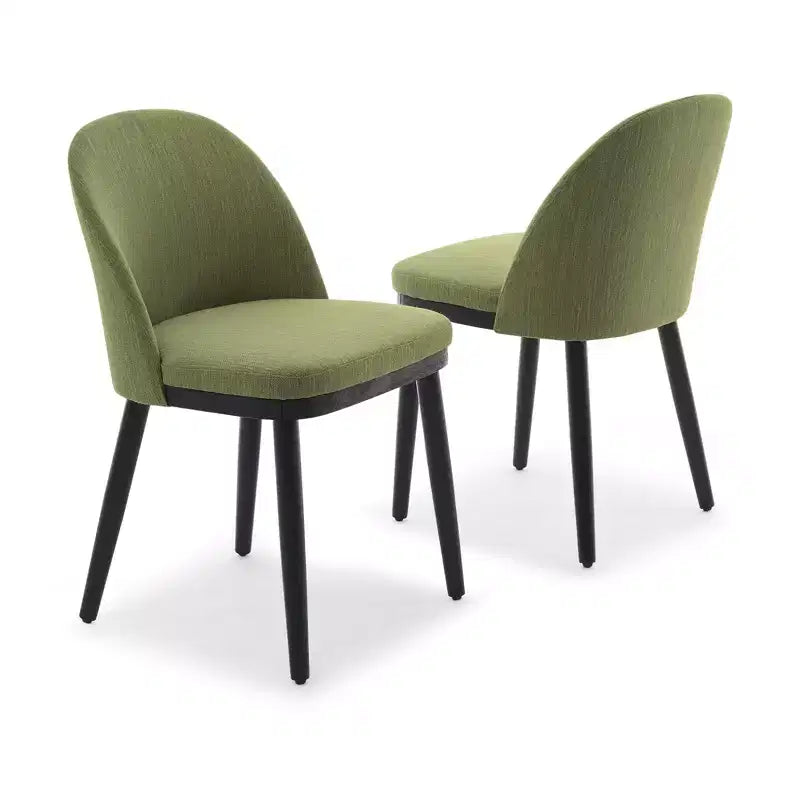 Set of 2 Modern Fabric Dining Chairs, Upholstered Side Chairs with Curved Backrest & Wood Legs, Comfortable Seating for Dining Room Kitchen