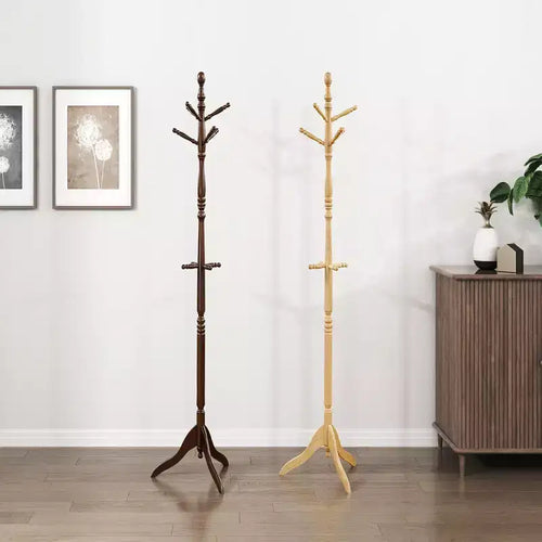 72 Solid Wood Coat Rack 10 Hooks 3-Tier Entryway Organizer