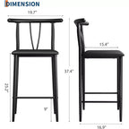 Modern Comfort Bar Stools Set of 2/ 4  25 Inch Counter Height Chairs with Backrest & Footrest, Upholstered Faux Leather, for Kitchen Island, Dining