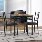 3-Piece Dining Room Table Set for 2, Industrial Wooden Kitchen Table and 2 PU Leather Padded Chairs with Metal Frame for Small Space, Apartment