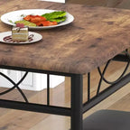 3-Piece Dining Room Table Set for 2, Industrial Wooden Kitchen Table and 2 PU Leather Padded Chairs with Metal Frame for Small Space, Apartment
