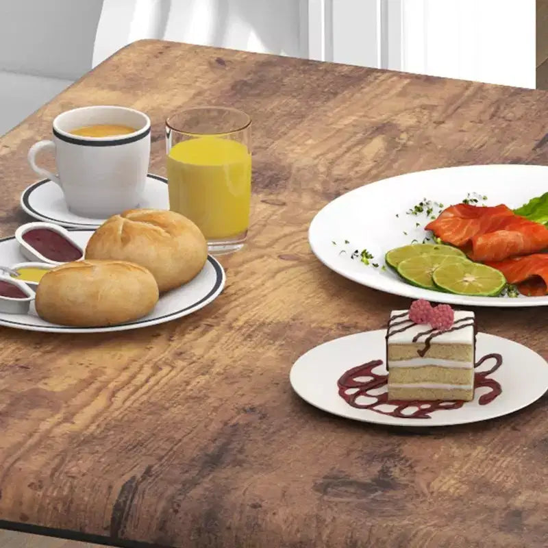 3-Piece Dining Room Table Set for 2, Industrial Wooden Kitchen Table and 2 PU Leather Padded Chairs with Metal Frame for Small Space, Apartment