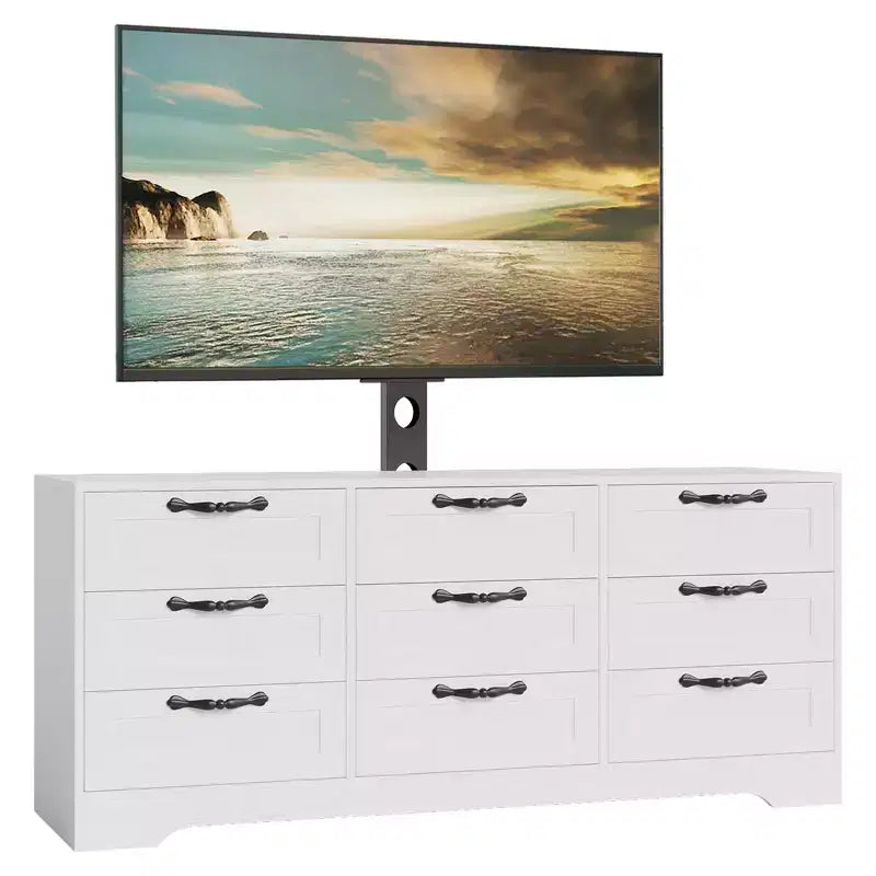 9 Drawer Dresser TV Stand with Mount for 32-85 in TVs, Modern Entertainment Center with Drawers, Media Console Table for Bedroom Living Room