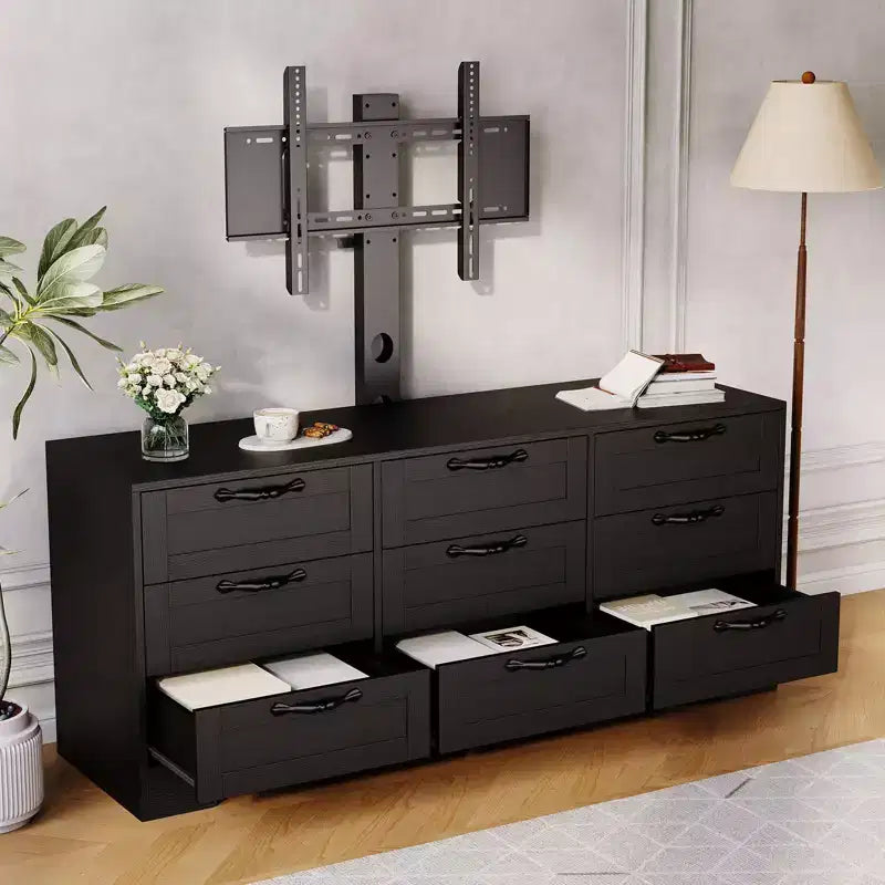9 Drawer Dresser TV Stand with Mount for 32-85 in TVs, Modern Entertainment Center with Drawers, Media Console Table for Bedroom Living Room
