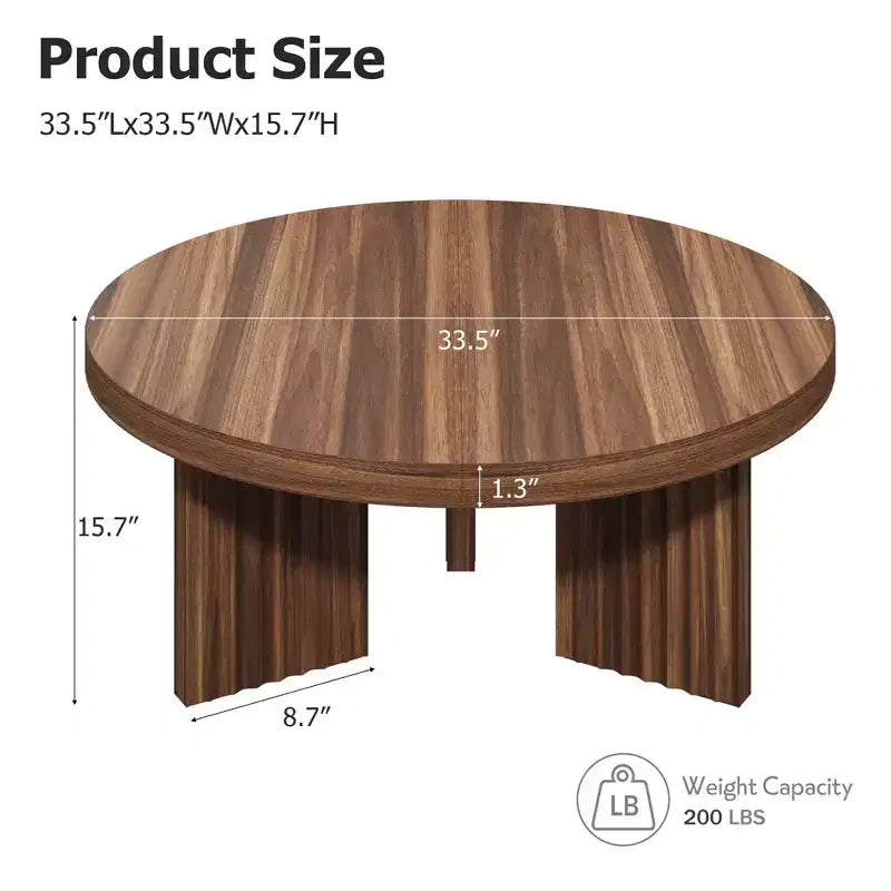 COZONY 33.4 Inch Small Round Coffee Table with Thick Top Fluted Legs Accent Center Table for Living Room Bedroom, Easy Assembly