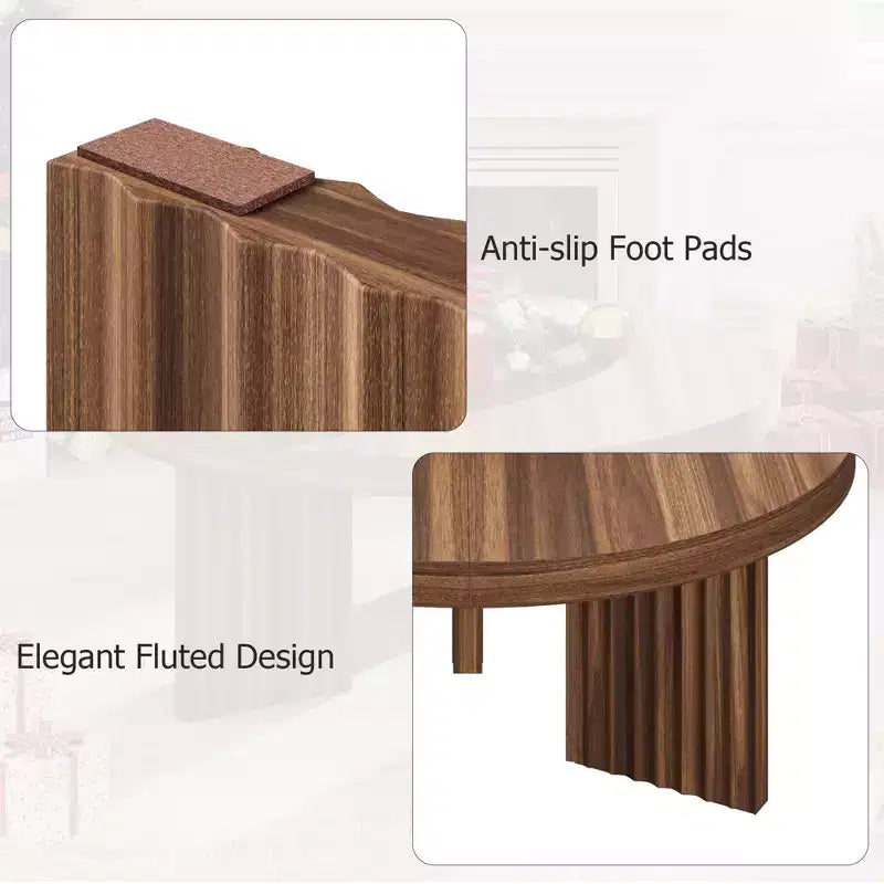 COZONY 33.4 Inch Small Round Coffee Table with Thick Top Fluted Legs Accent Center Table for Living Room Bedroom, Easy Assembly