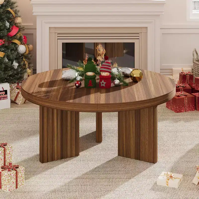 COZONY 33.4 Inch Small Round Coffee Table with Thick Top Fluted Legs Accent Center Table for Living Room Bedroom, Easy Assembly