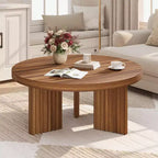 COZONY 33.4 Inch Small Round Coffee Table with Thick Top Fluted Legs Accent Center Table for Living Room Bedroom, Easy Assembly