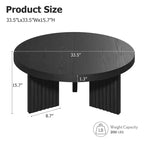 COZONY 33.4 Inch Small Round Coffee Table with Thick Top Fluted Legs Accent Center Table for Living Room Bedroom, Easy Assembly