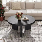 COZONY 33.4 Inch Small Round Coffee Table with Thick Top Fluted Legs Accent Center Table for Living Room Bedroom, Easy Assembly
