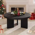 COZONY 33.4 Inch Small Round Coffee Table with Thick Top Fluted Legs Accent Center Table for Living Room Bedroom, Easy Assembly