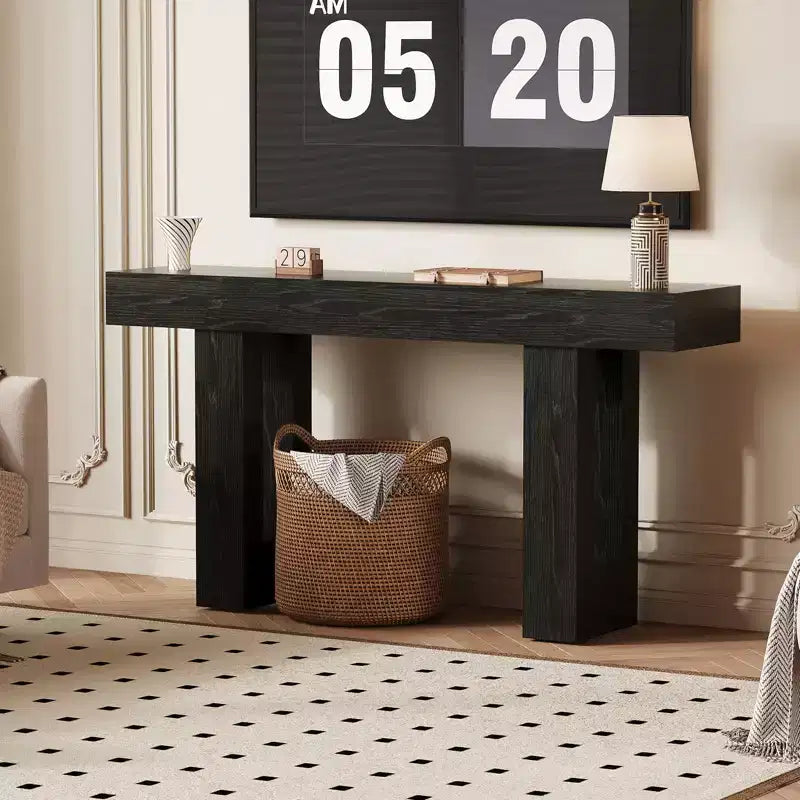 63 Inch Console Table with Power Outlet, Extra Long Sofa Table with USB & Type c Ports, Narrow Entryway Table for Hallway,Foyer Table for Living Room