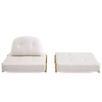 ModernLuxe Convertible Sofa Bed with Teddy Fabric, Tufted Folding Floor Ottoman Chair with Pillow and Solid Wood Legs, Beige